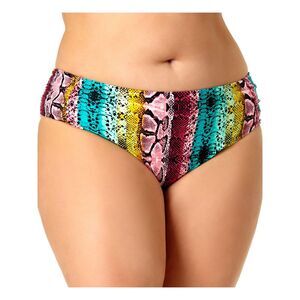 ALLURE Women's Multi Color Snake Print Stretch Hipster Swimsuit Bottom 0 12-14
